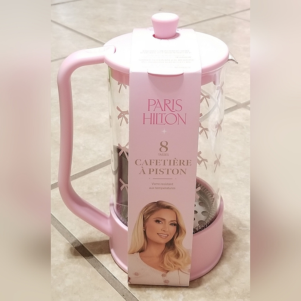 Paris Hilton 8 cup/34 oz Pink Bows Stainless Steel Coffee Press